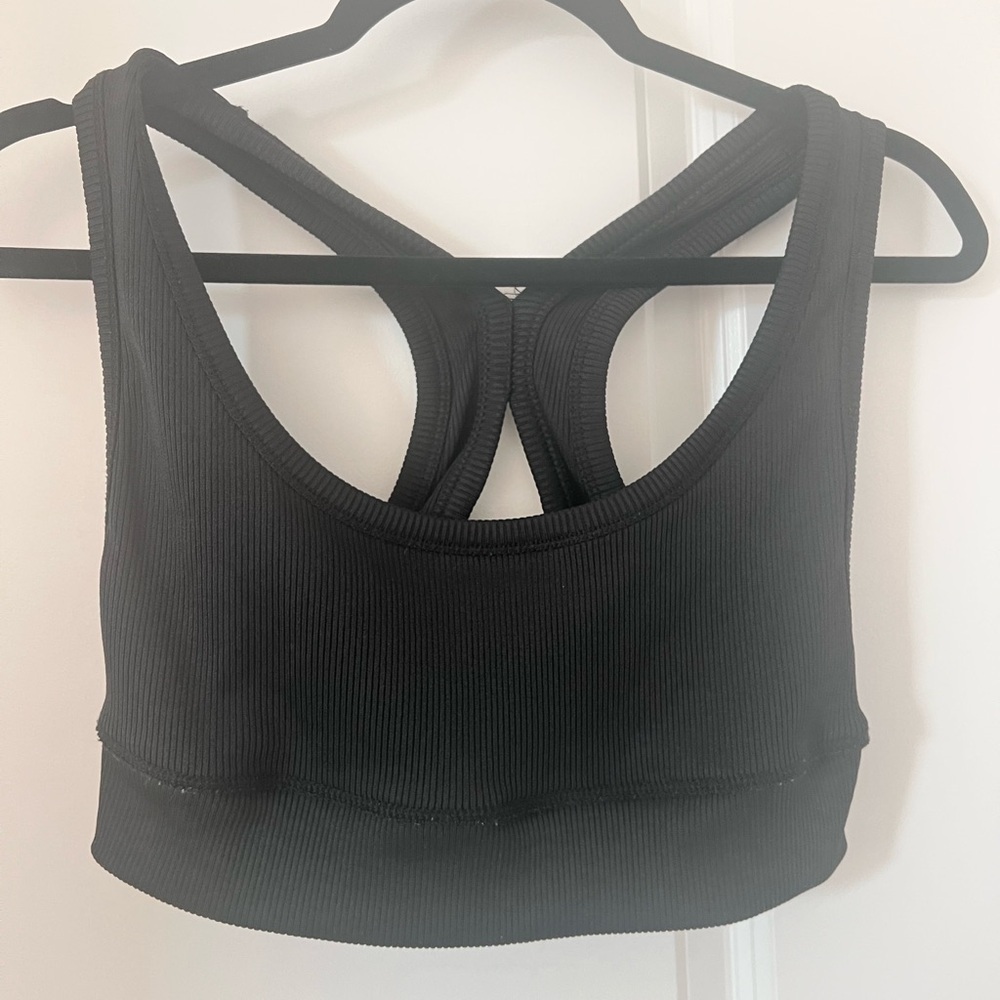 Zara Raceback Black Ribbed Cropped Top Size Large - Picture 4 of 12